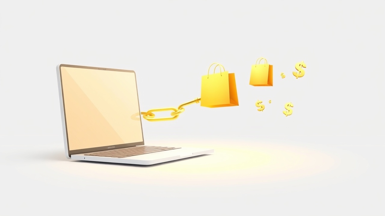 Illustration showing the affiliate marketing connection between content creator and sales