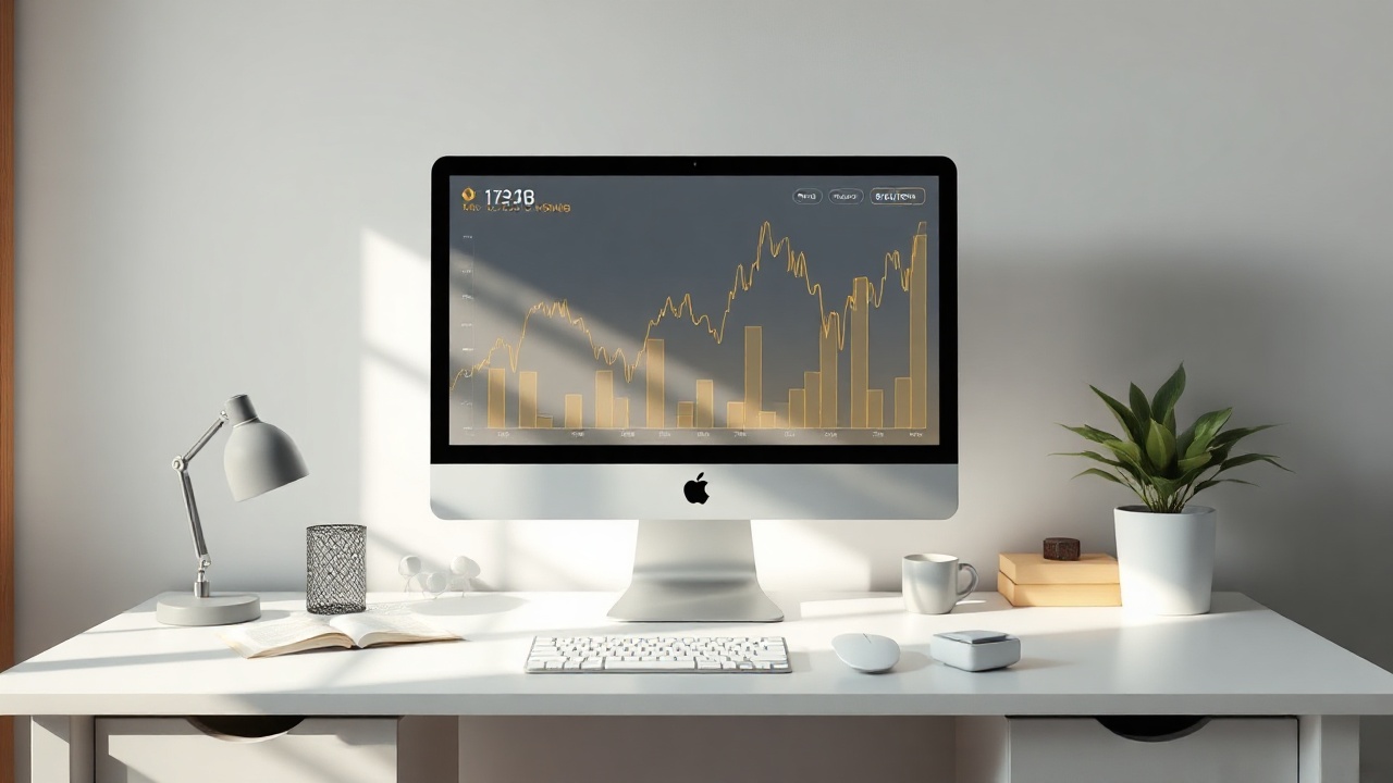Clean workspace with analytics display