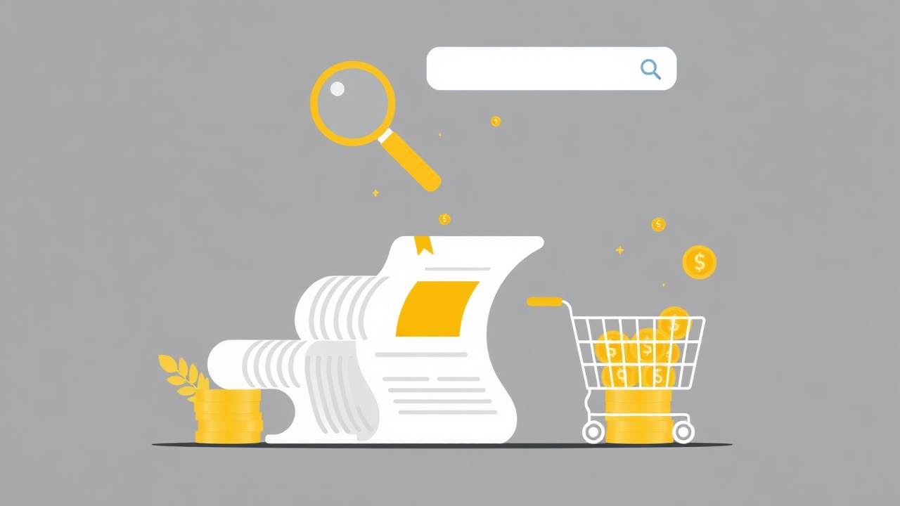 Diagram showing how search traffic flows through content to Amazon purchases