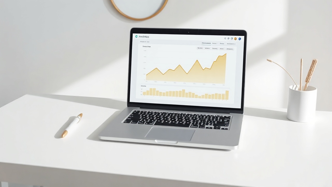 Laptop showing revenue analytics dashboard