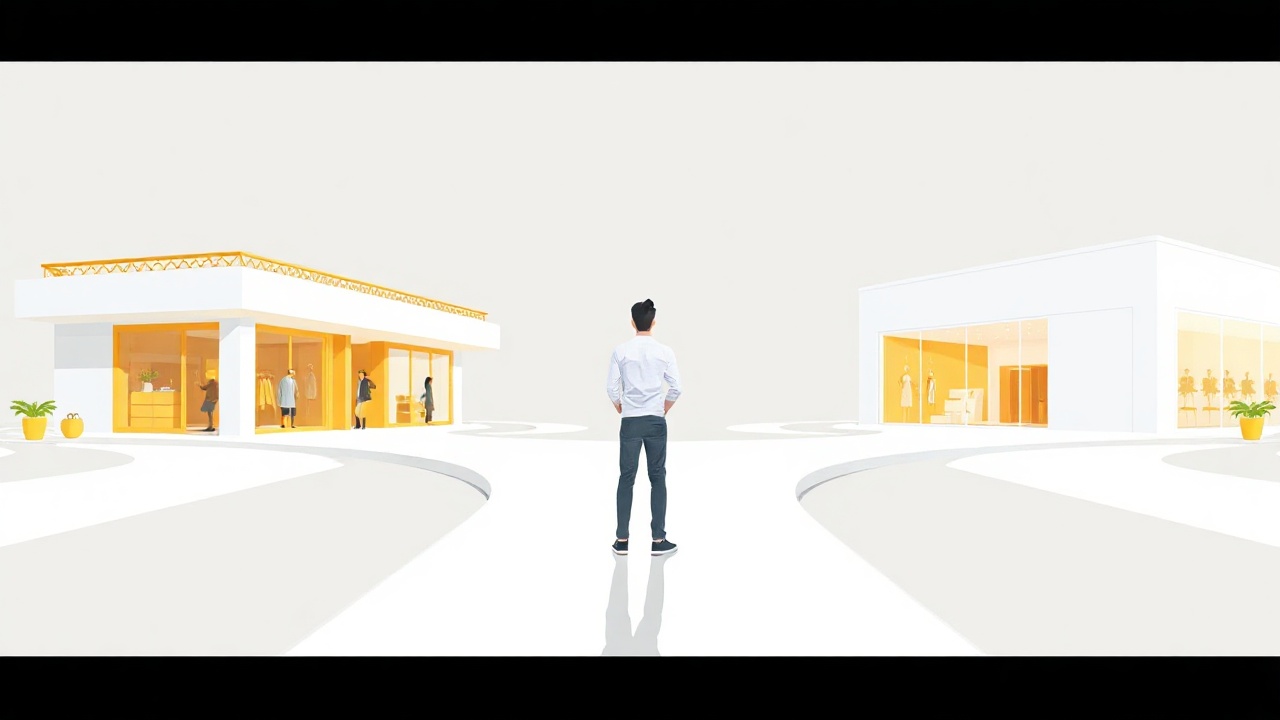 Person choosing between marketplace and independent selling paths