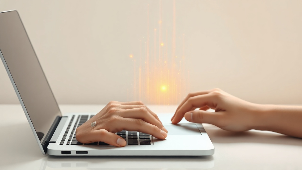 Freelance writer using AI tools at minimalist workspace