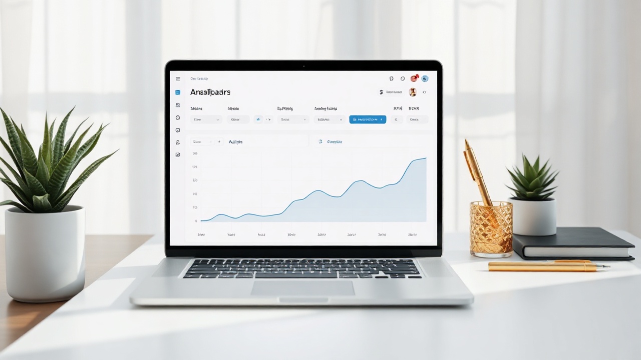 Analyzing Etsy shop analytics on laptop