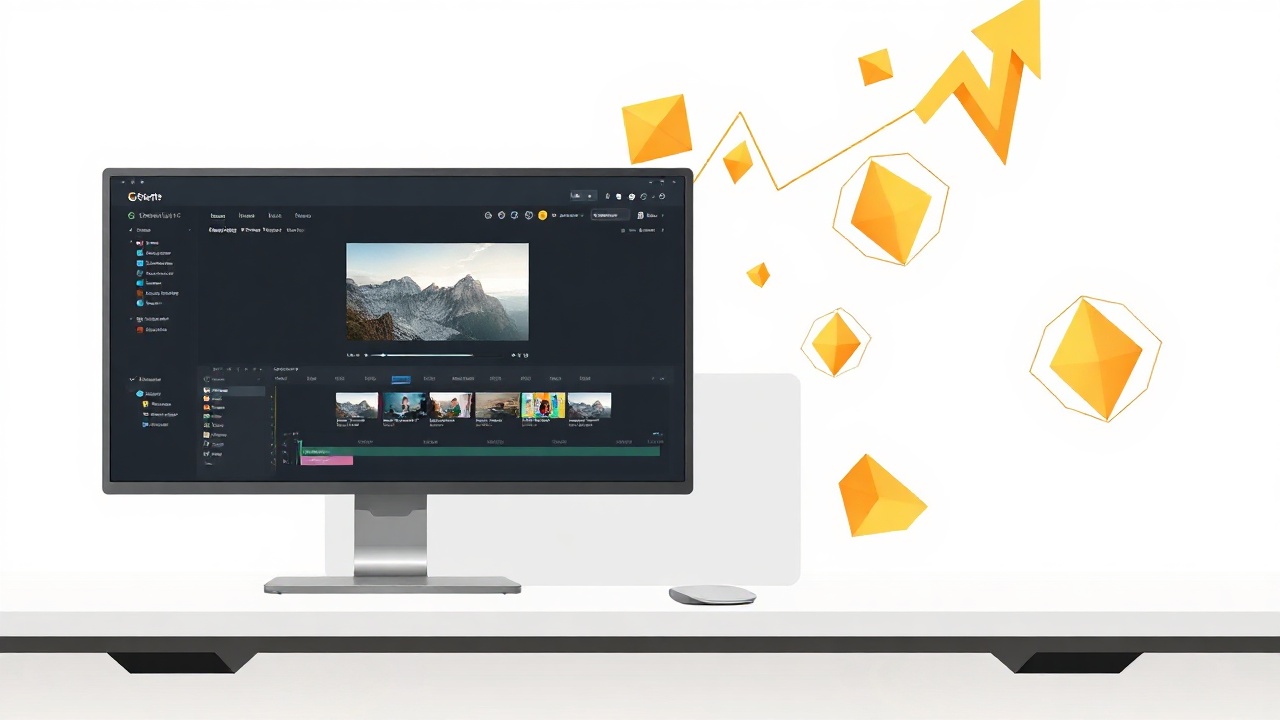 Creator workspace with video editing interface representing YouTube production