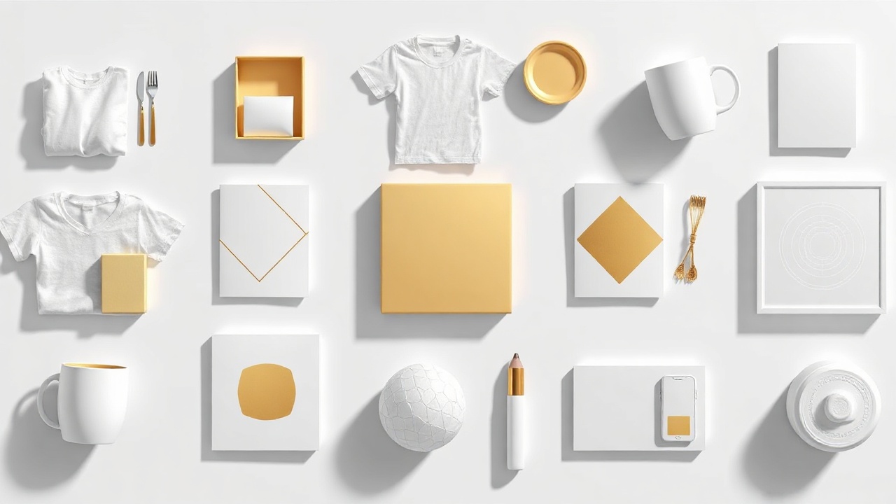 Grid of print on demand product mockups with designs