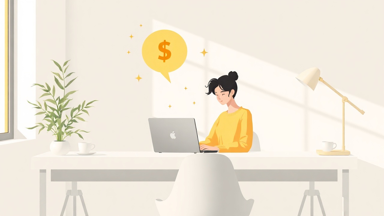 Beginner earning first online income at desk