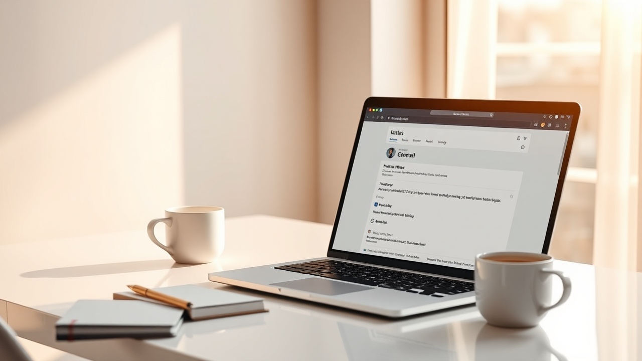 Writer's desk with newsletter email open