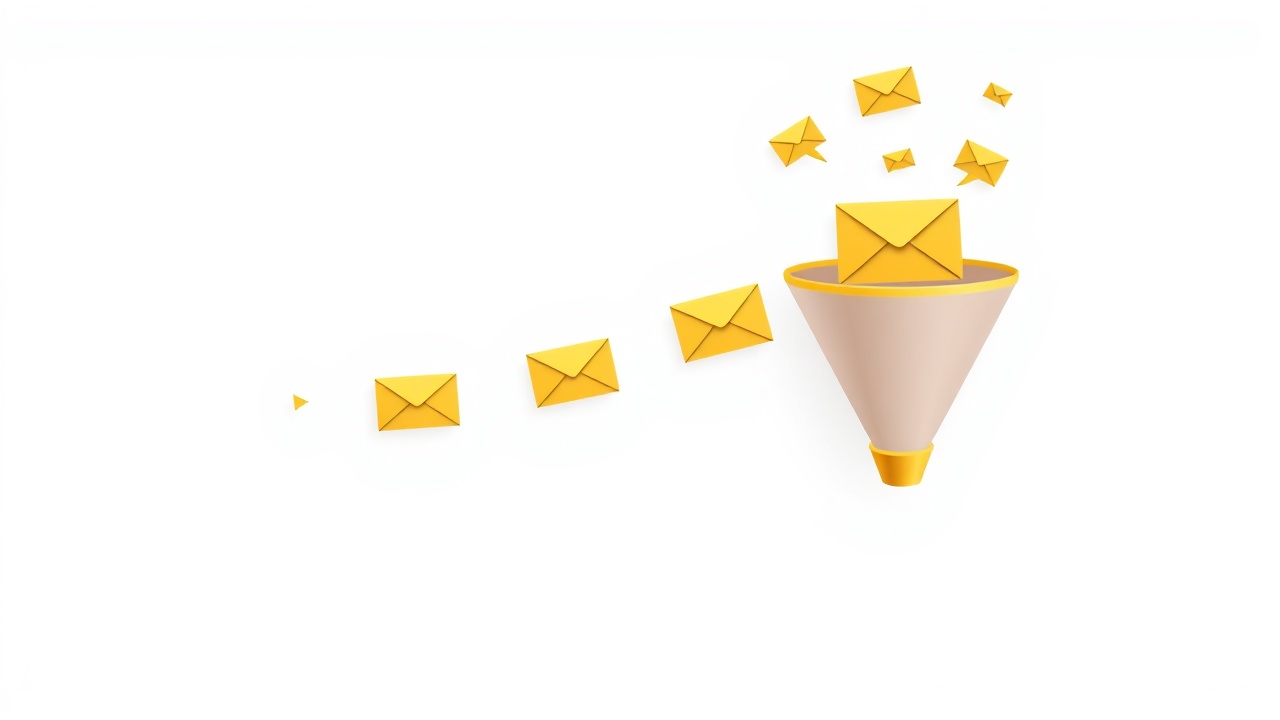 Email list funnel illustration showing subscriber journey