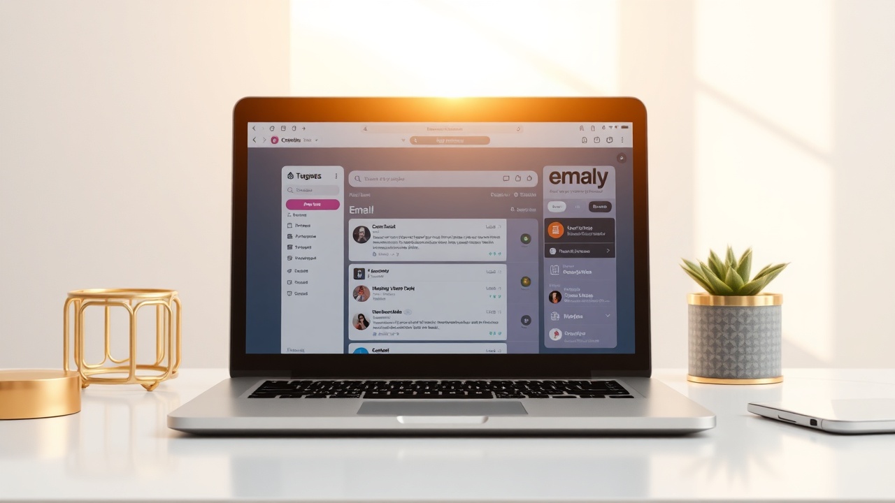 Modern workspace with email marketing dashboard