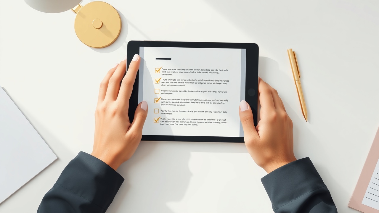 Proofreader reviewing digital document with corrections