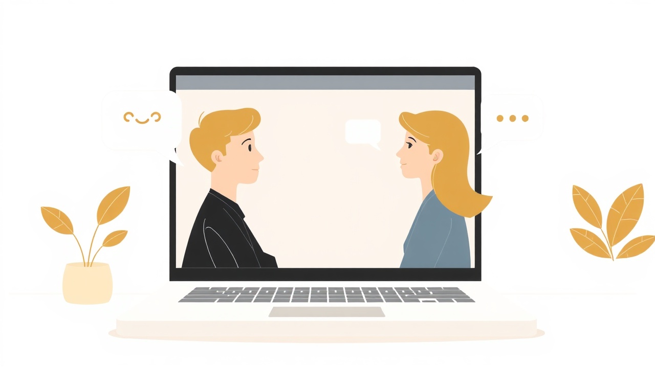 Online English tutor conducting video lesson with student
