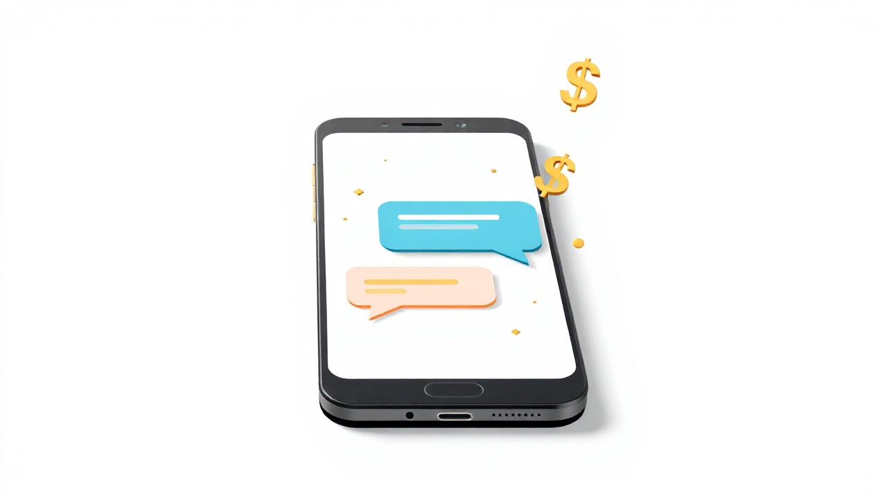 Mobile phone displaying monetized Telegram messages concept