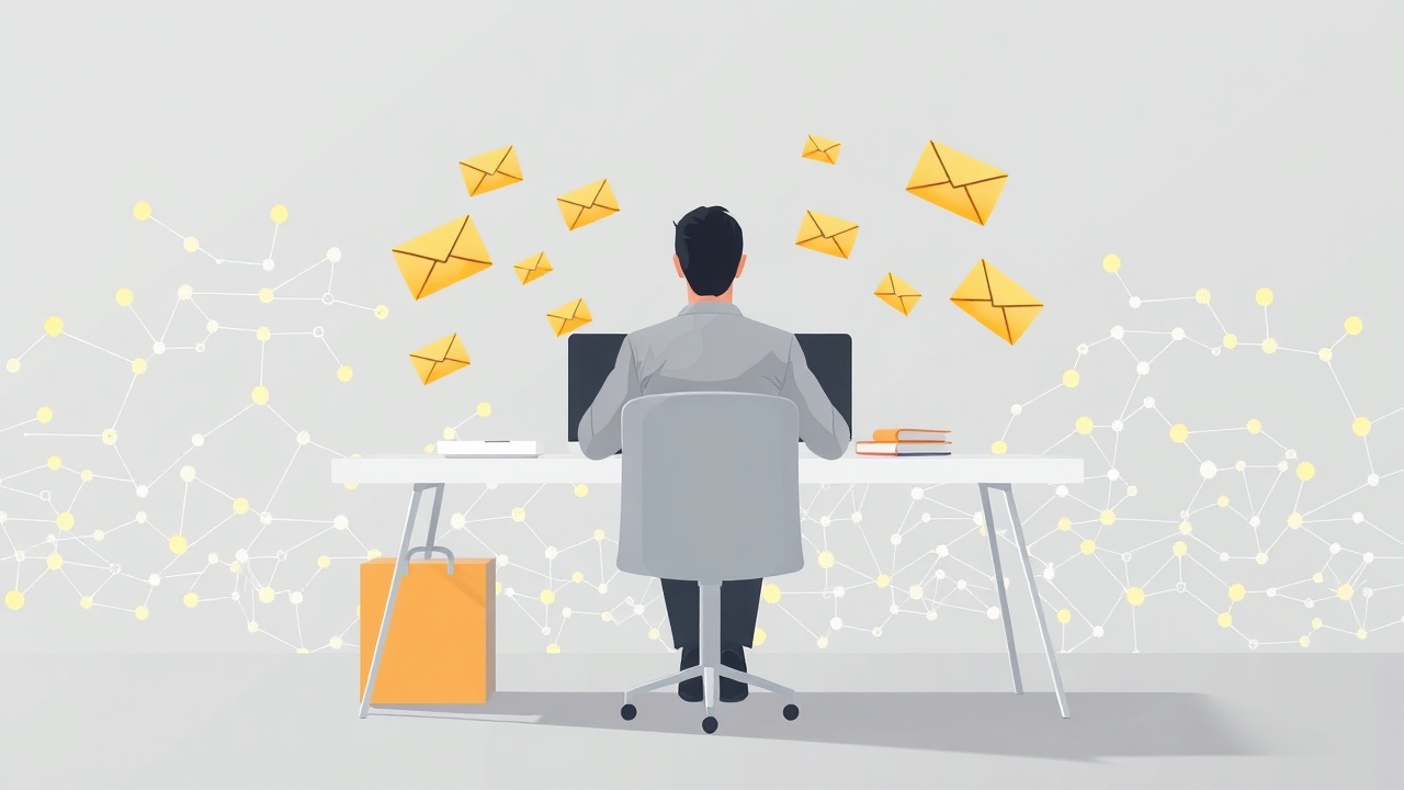 person curating AI newsletter content at desk