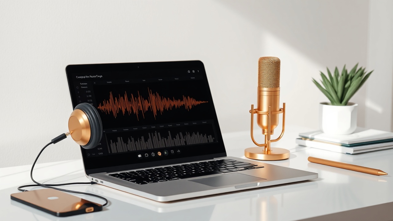 Professional audiobook production workspace setup