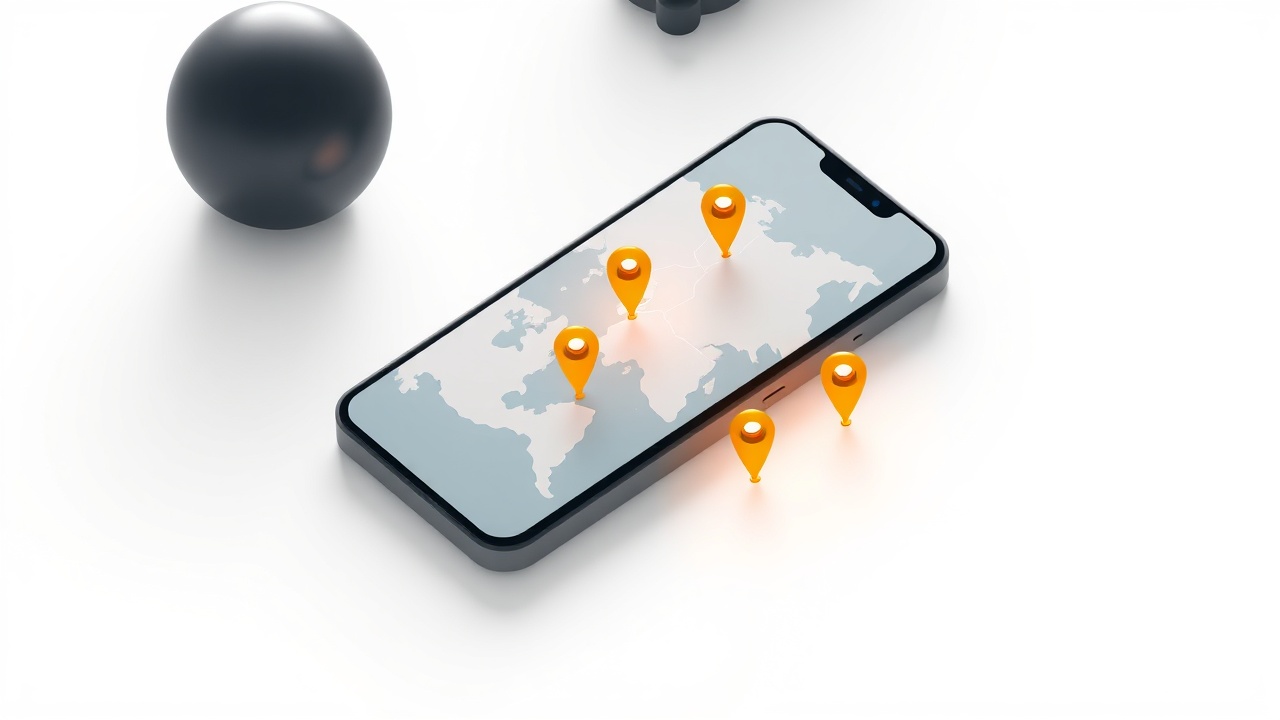 smartphone showing Google Maps style location pins