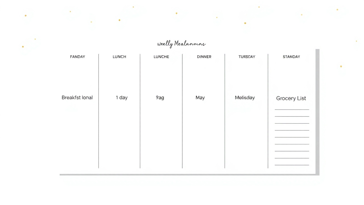 Weekly meal planning template design concept
