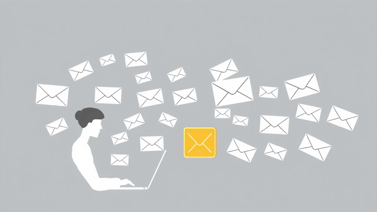 Email marketing concept showing one message reaching many subscribers