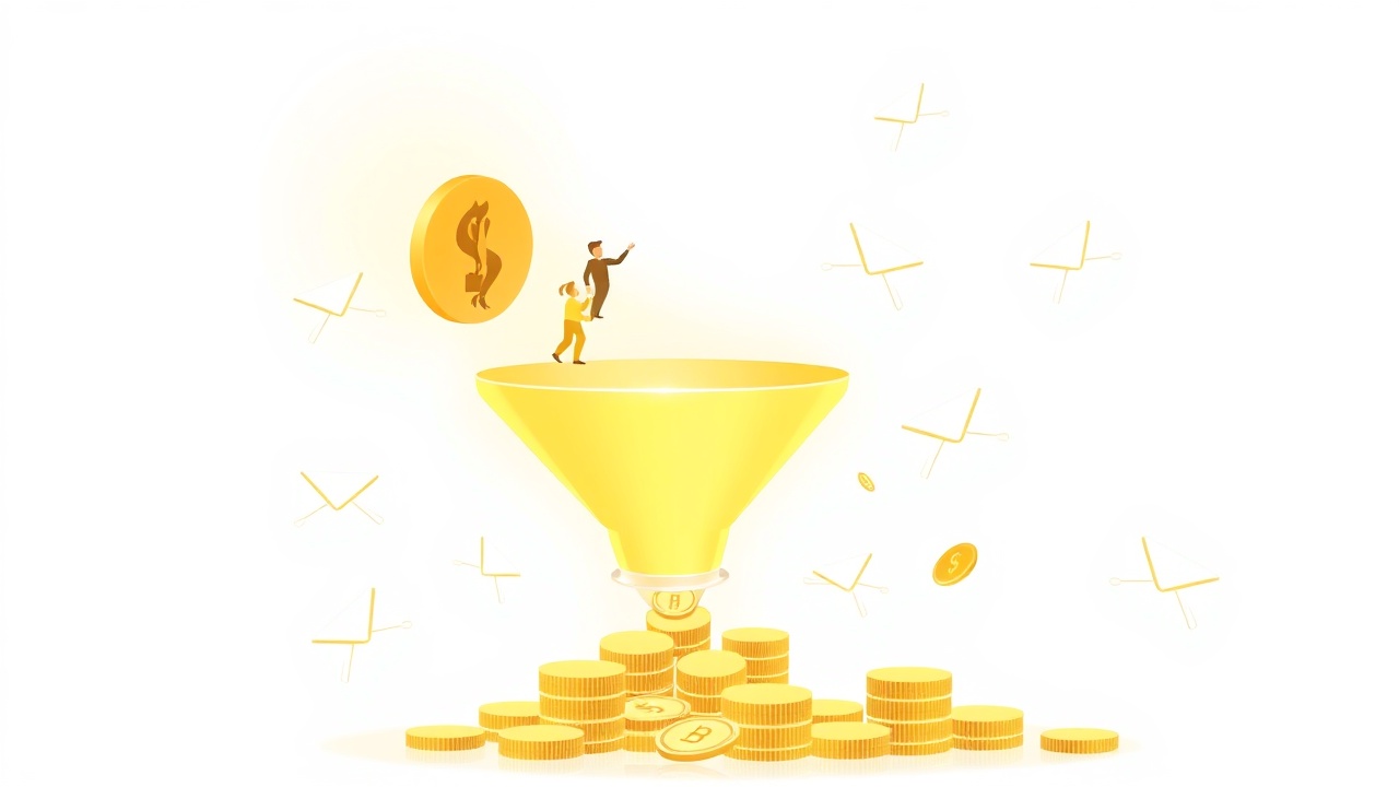 Sales funnel converting email subscribers into revenue