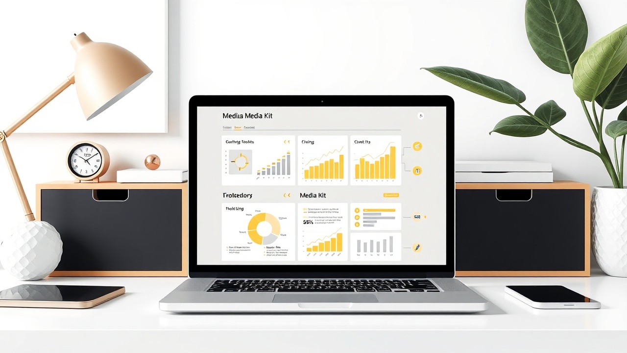 Professional creator media kit on laptop screen