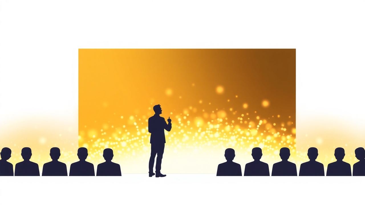 Entrepreneur delivering webinar to connected audience