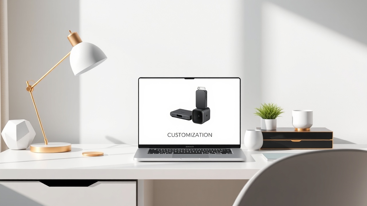Entrepreneur customizing white label products on laptop
