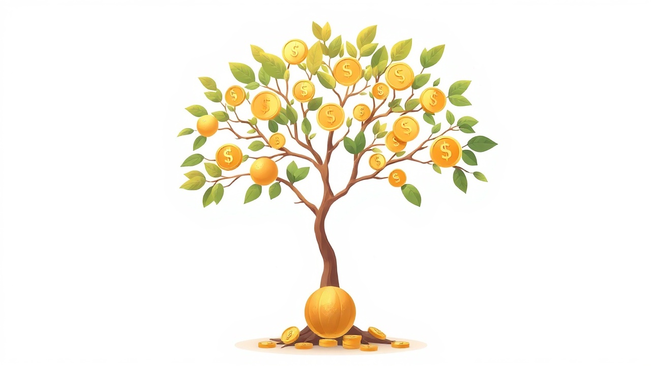 Illustration of passive income growing from a single effort into multiple revenue streams