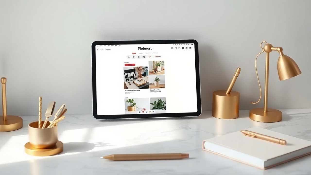 Designer workspace creating Pinterest pin content