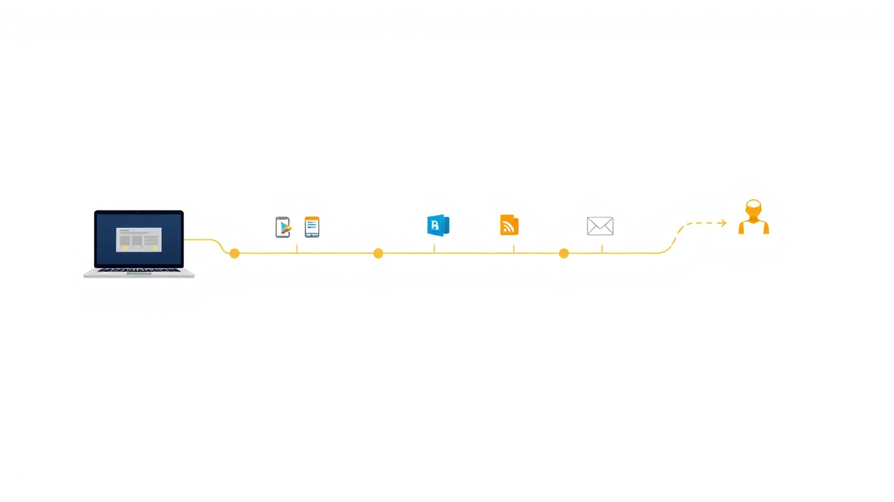 Digital product sales workflow illustration