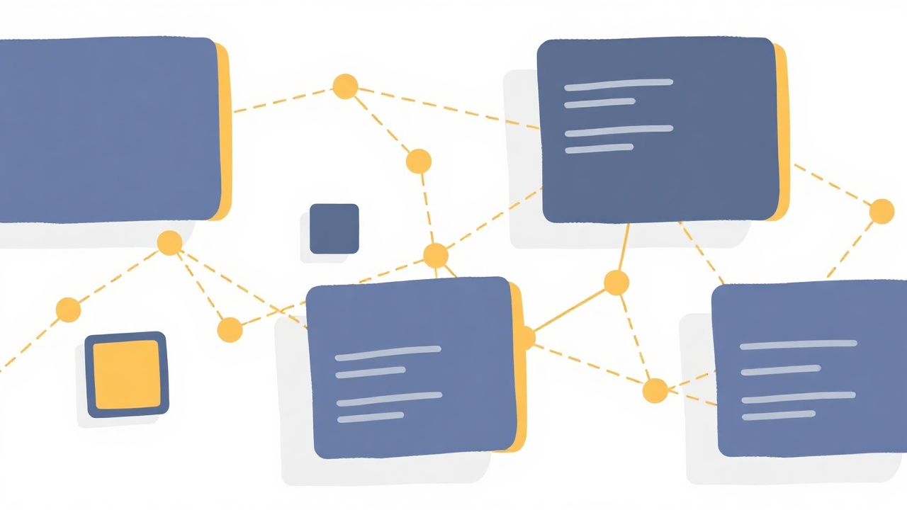 Notion template concept with connected database blocks