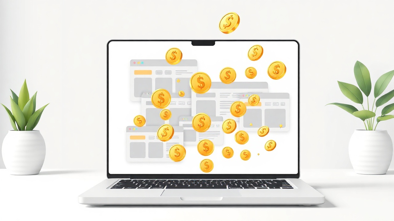 Laptop showing multiple income-generating websites