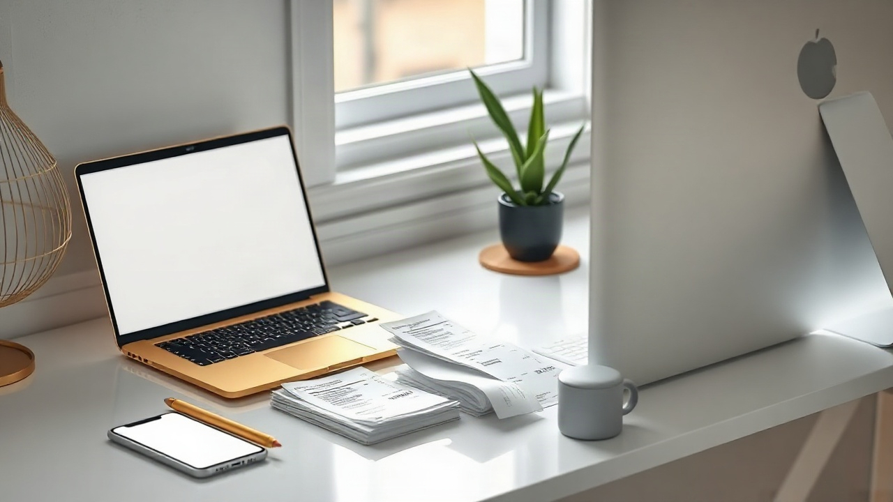 Clean home office setup representing organized digital business finances