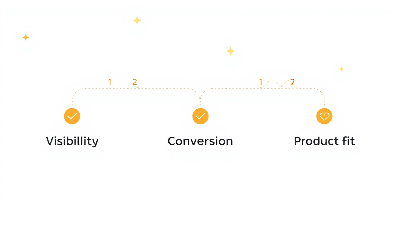 Diagnostic flowchart showing three failure points for Etsy sales