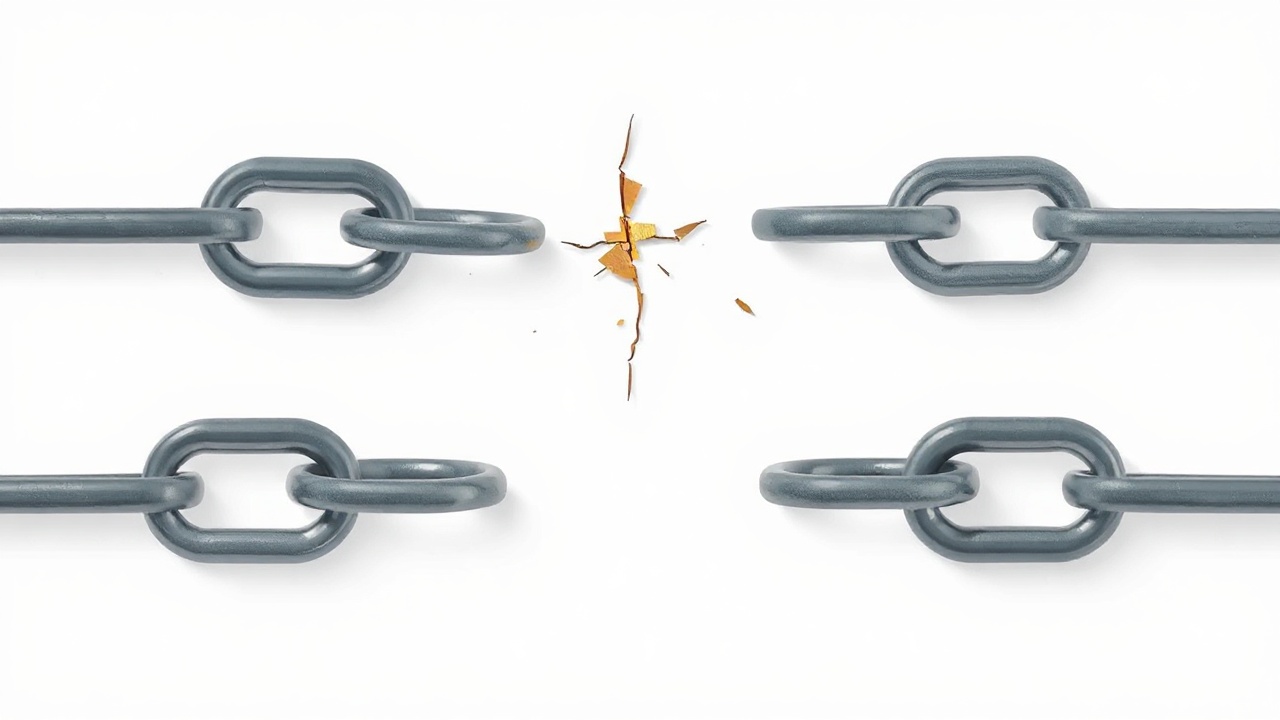 Broken chain representing the six failure points in new blogs