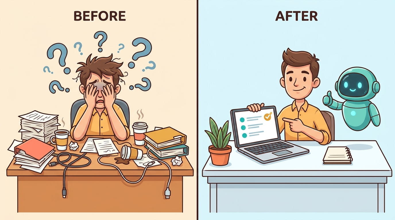 Before vs after Launch Jacker AI