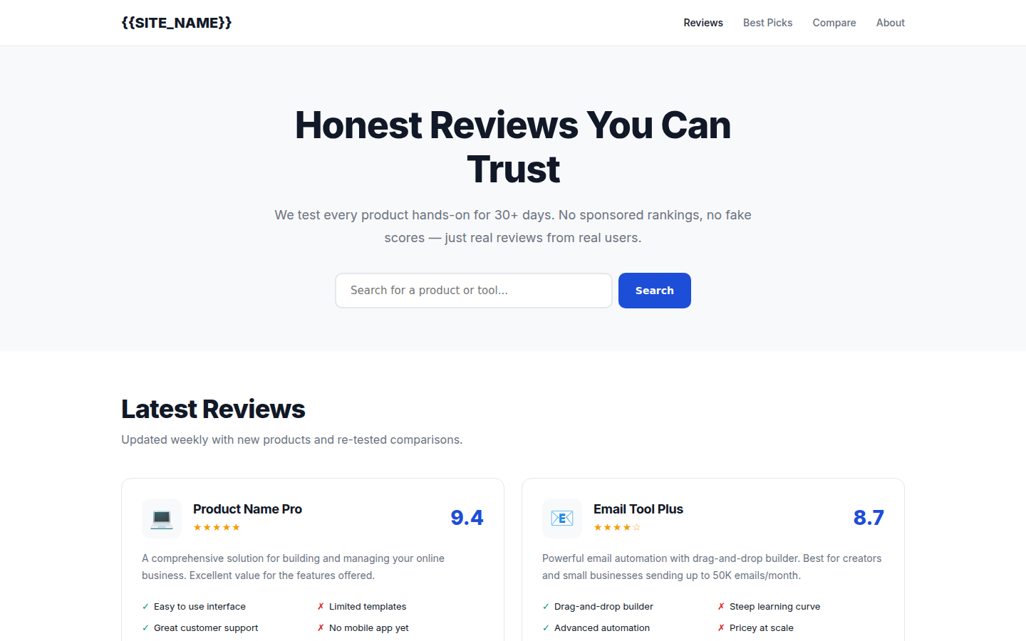 Review Master Template
